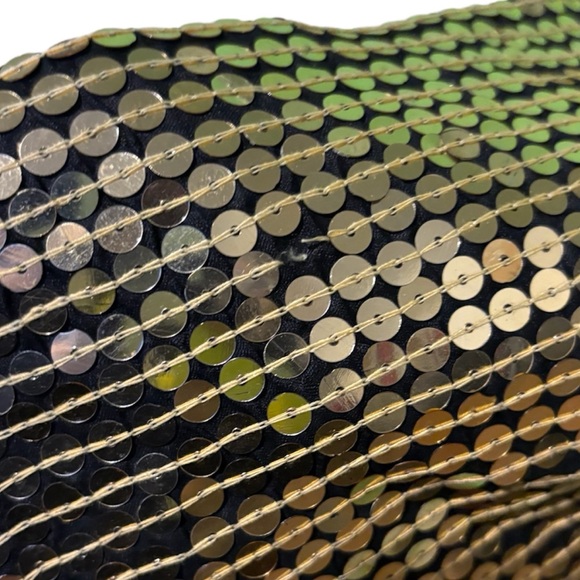 Vintage Jewel Queen Beaded Sequin Gold & Black Open Front Jacket Silk Large - Picture 11 of 13